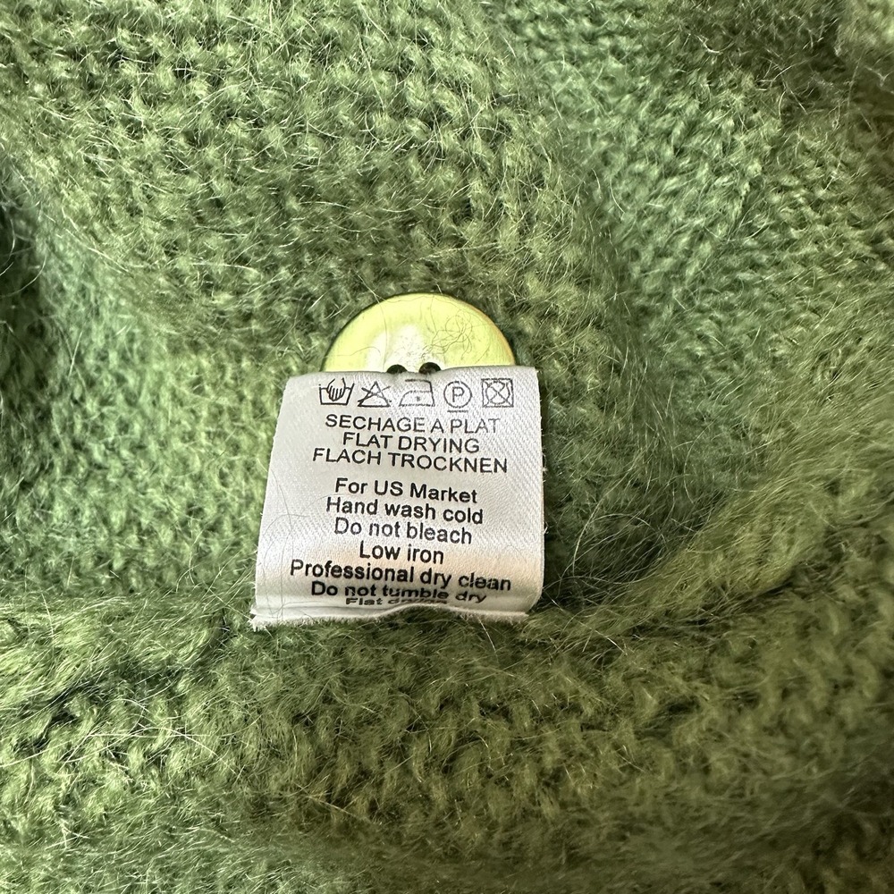 La Redoute Green Wool Mohair Blend Chunky Shawl Collar Sweater Cardigan Size M - Picture 5 of 7